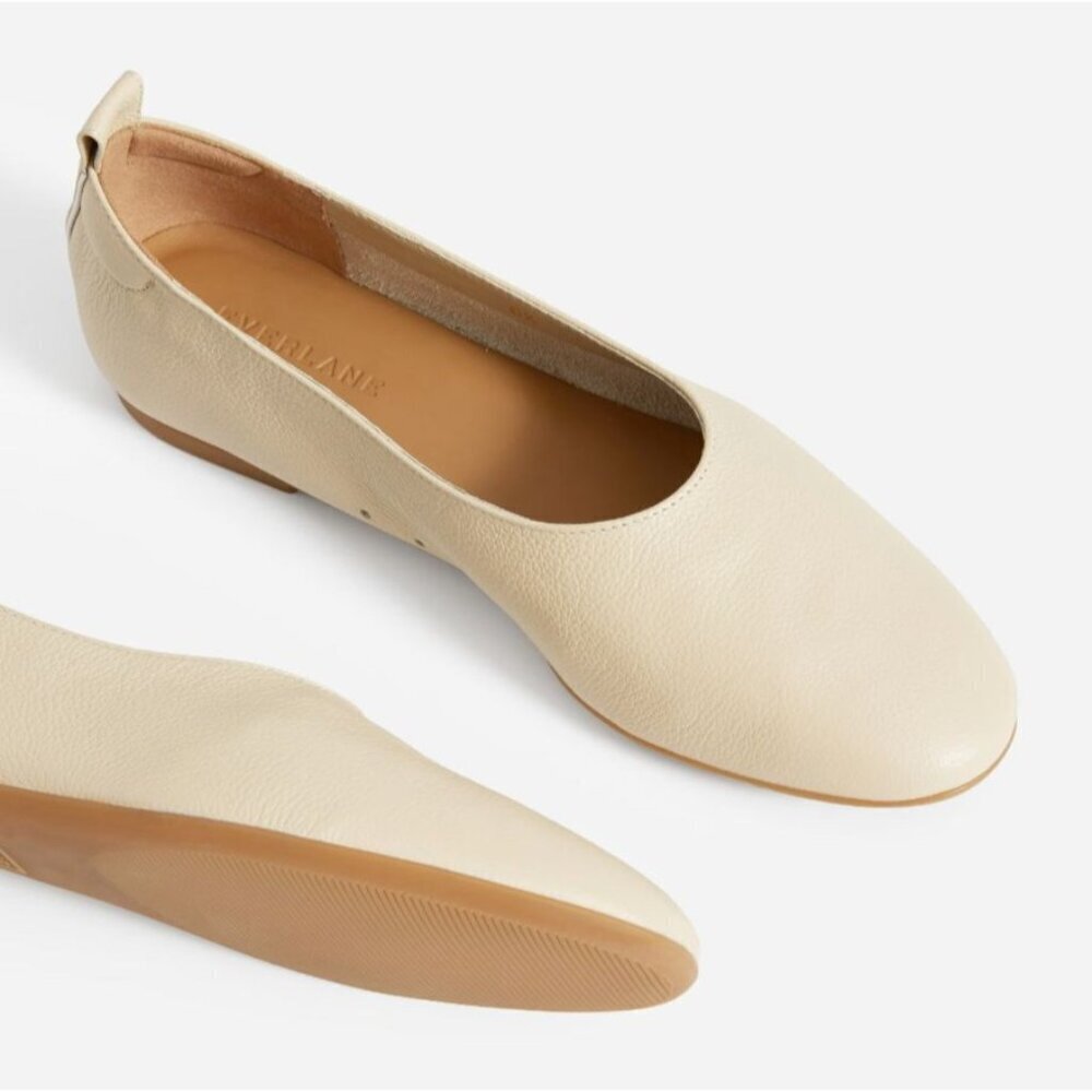 Everlane Cream Leather Flats, size 9.5, NEW